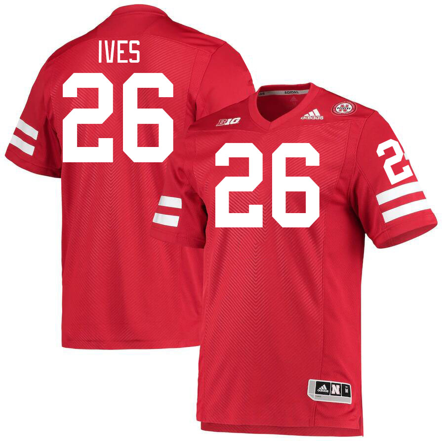 Men #26 Kwinten Ives Nebraska Cornhuskers College Football Jerseys Stitched Sale-Red - Click Image to Close